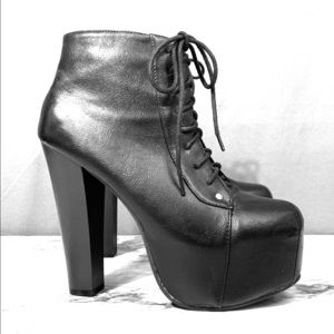 Women’s Black Lace-Up Platform Ankle Boots